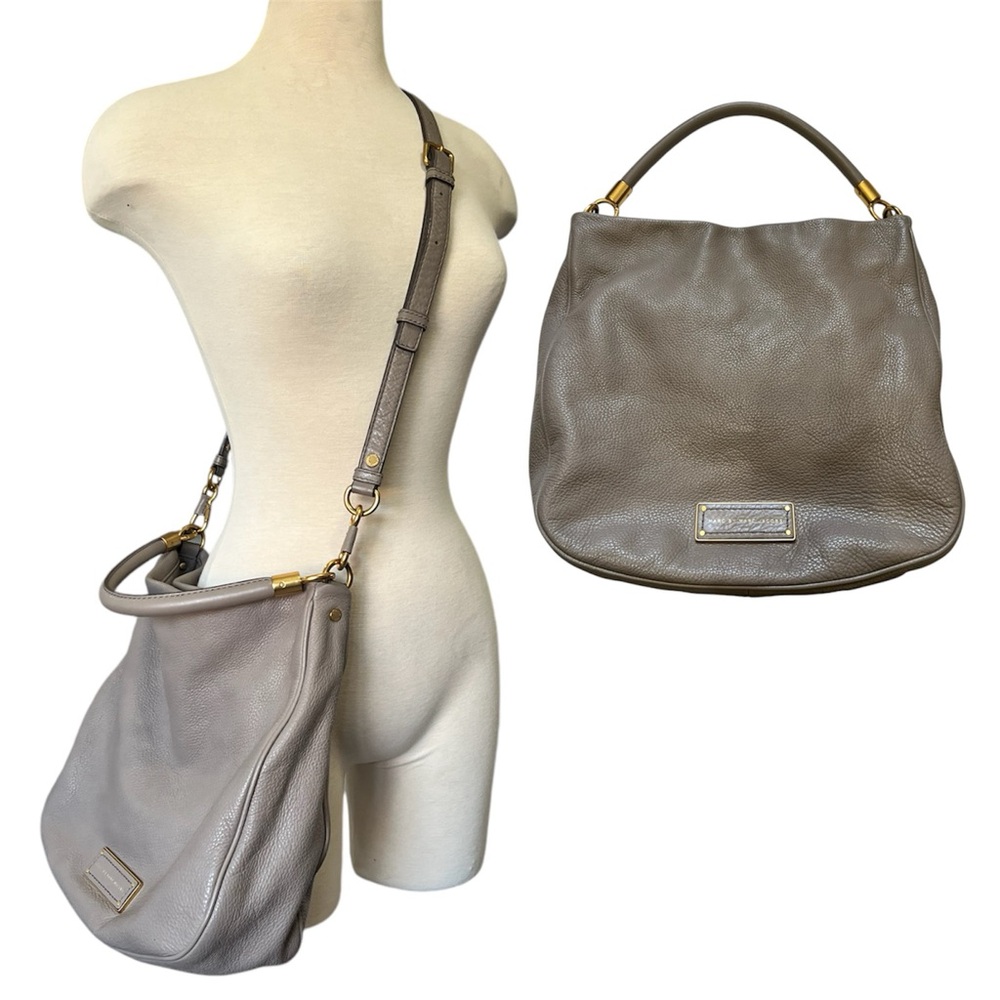 Marc by March Jacobs Taupe Pebbled Leather Tote Crossbody Bag Purse